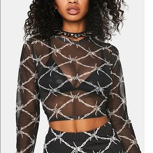 Barbed Wire Mesh Crop Top
